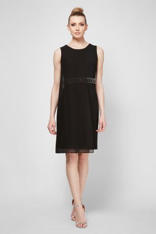 Chiffon Overlay Sheath Dress with Beaded Waist David's Bridal