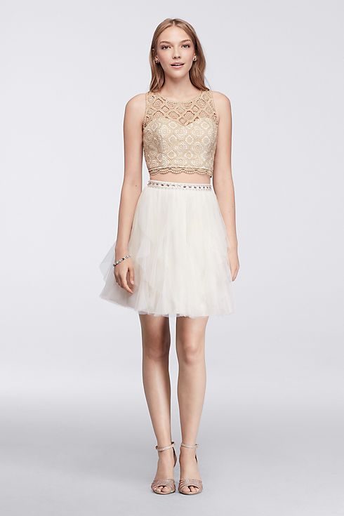 Homecoming Two Piece Crop Top and Layered Skirt Image 4