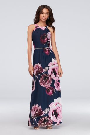 navy dress pink flowers