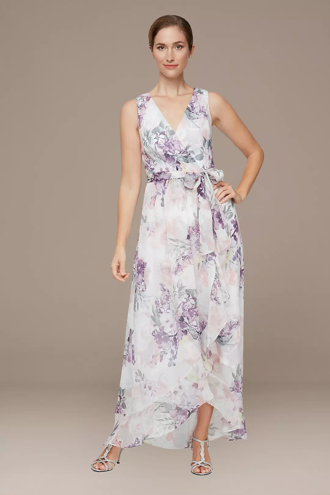 Evelyn Watercolor Magic - Floor Length Floral Chiffon Gown ( 6 Year