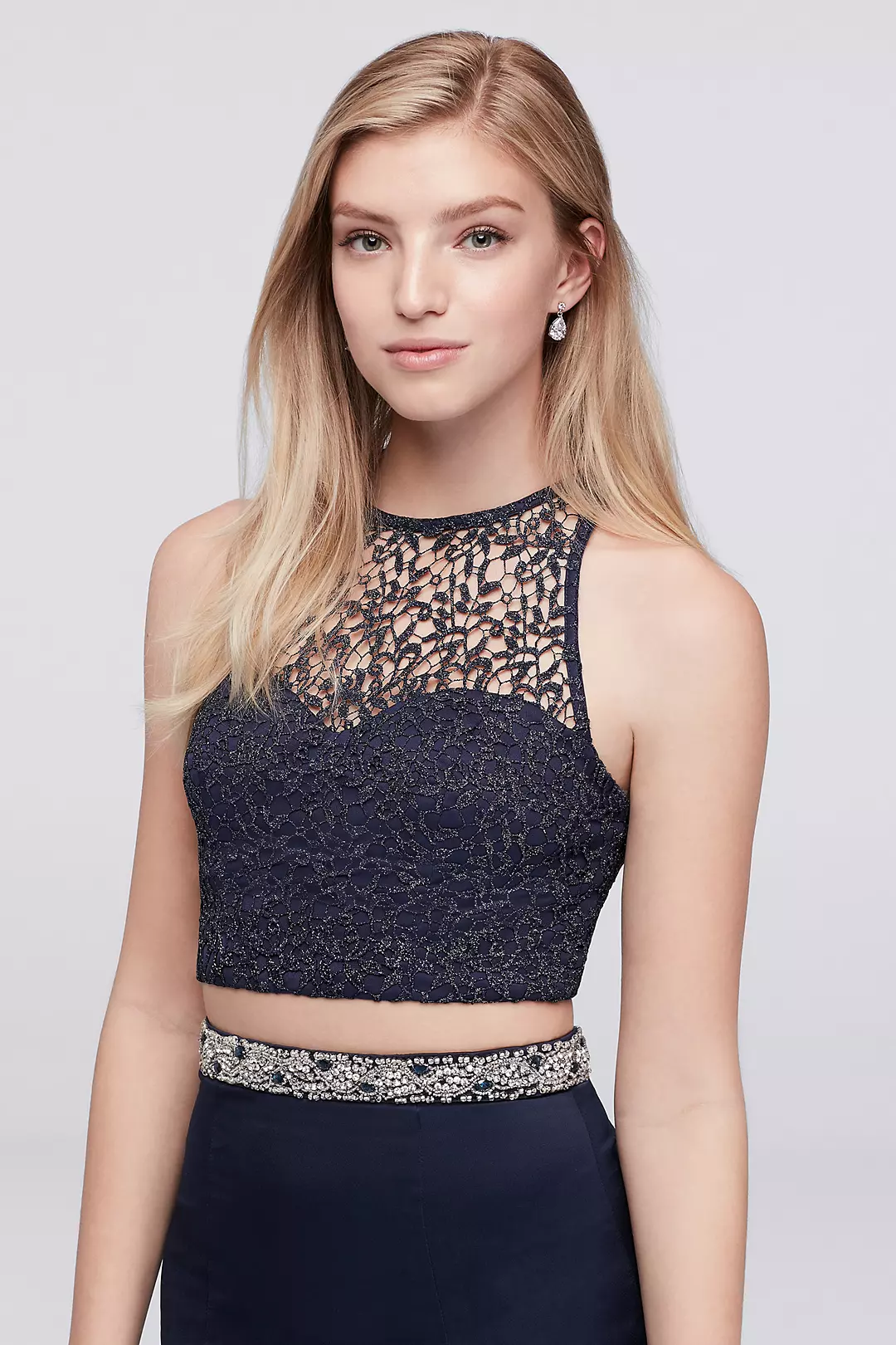 Lace Top and Ruffled Mermaid Skirt Two-Piece Dress Image 3