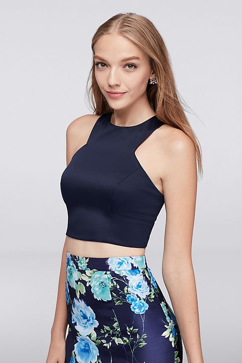 Crop Top and Floral Mermaid Two-Piece Dress Image 4
