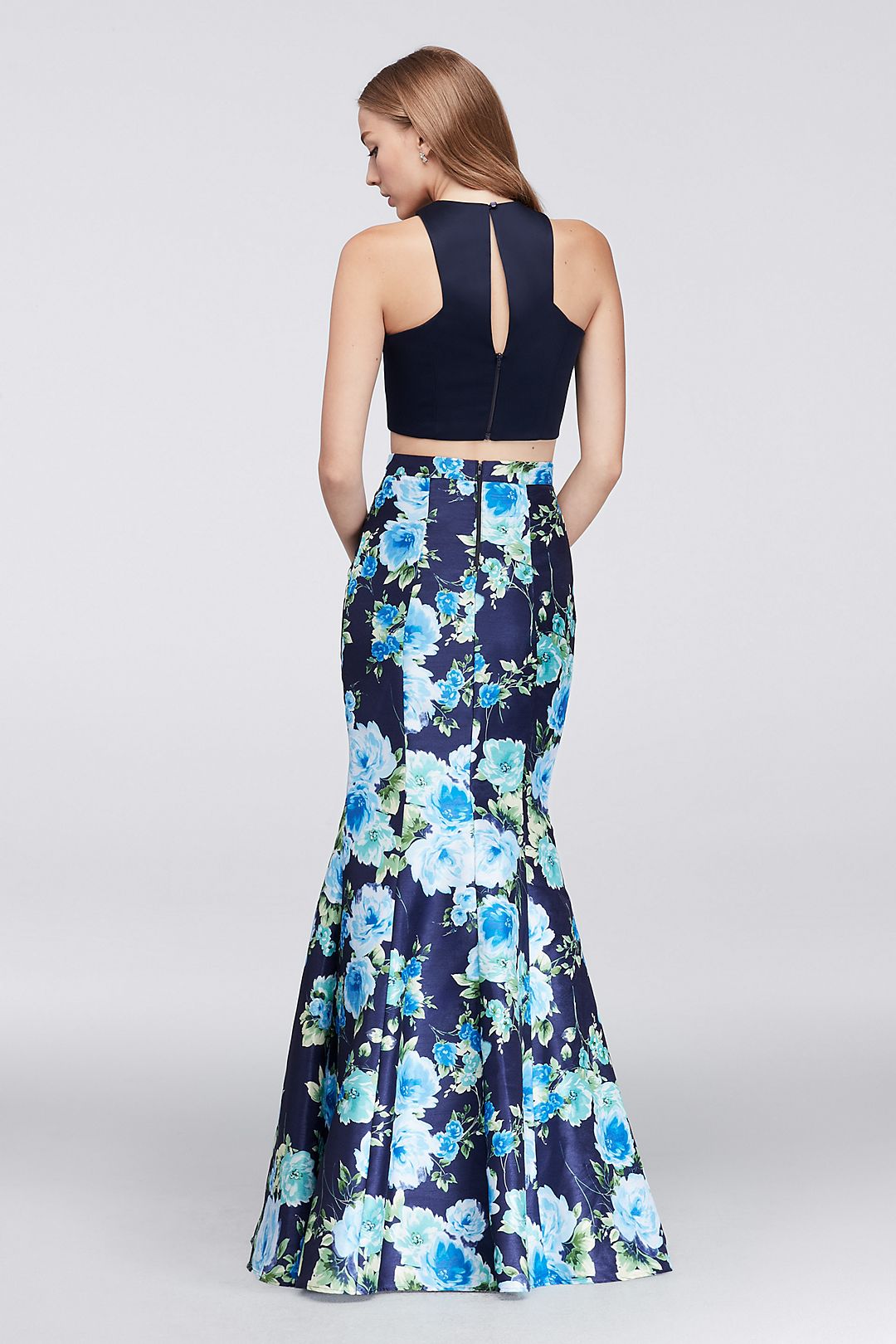 Crop Top and Floral Mermaid Two-Piece Dress Image 4