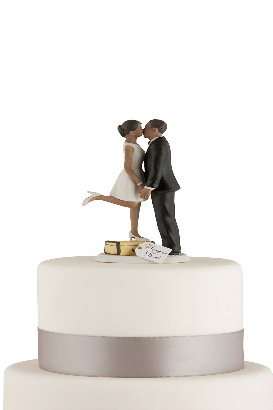 Personalized A Kiss And We're Off Cake Topper Image