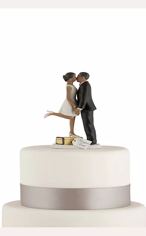 Personalized A Kiss And We're Off Cake Topper Image 1