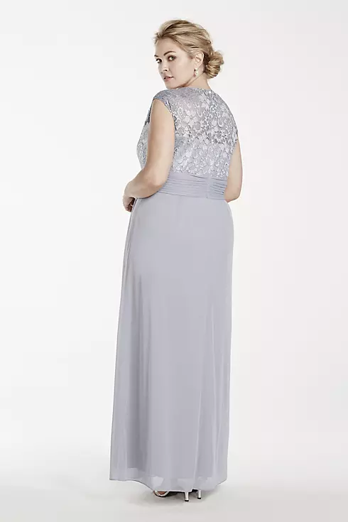 Illusion Lace Bodice Dress with Draped Mesh Skirt Image 2