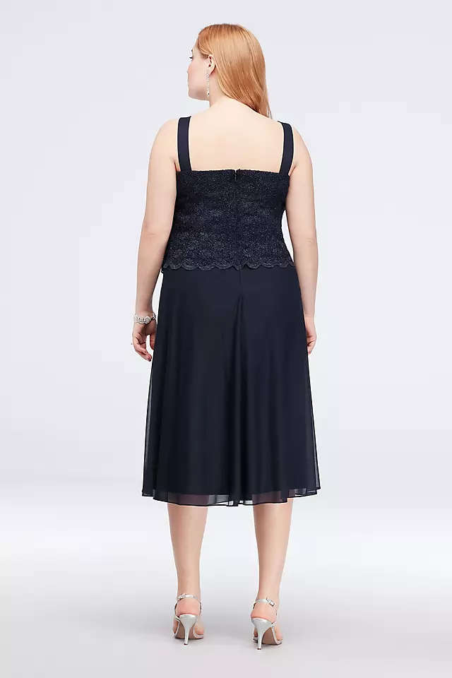 Bell Sleeve Lace Plus Size Jacket Dress Image 4