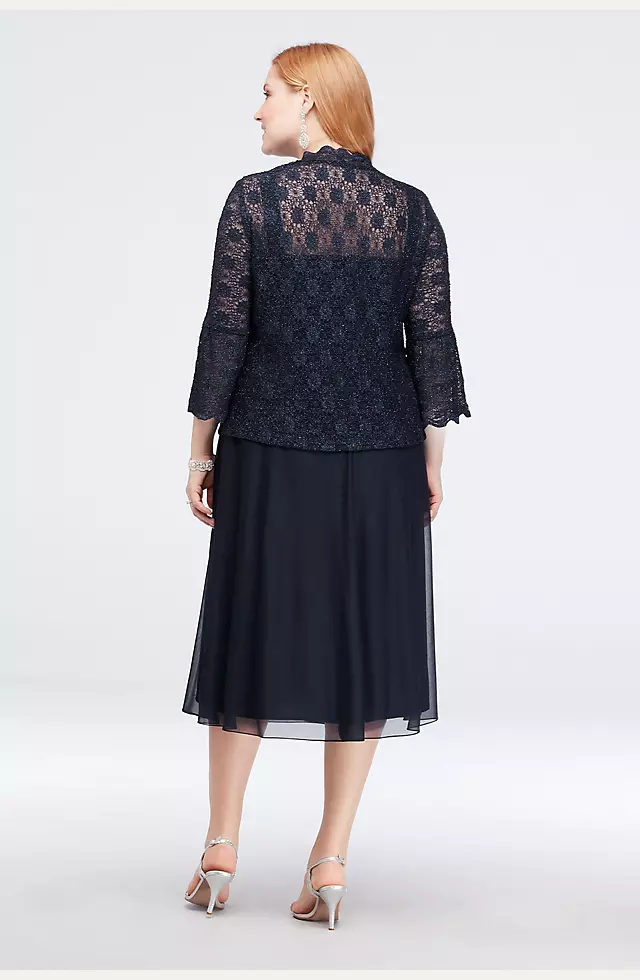 Bell Sleeve Lace Plus Size Jacket Dress Image 2