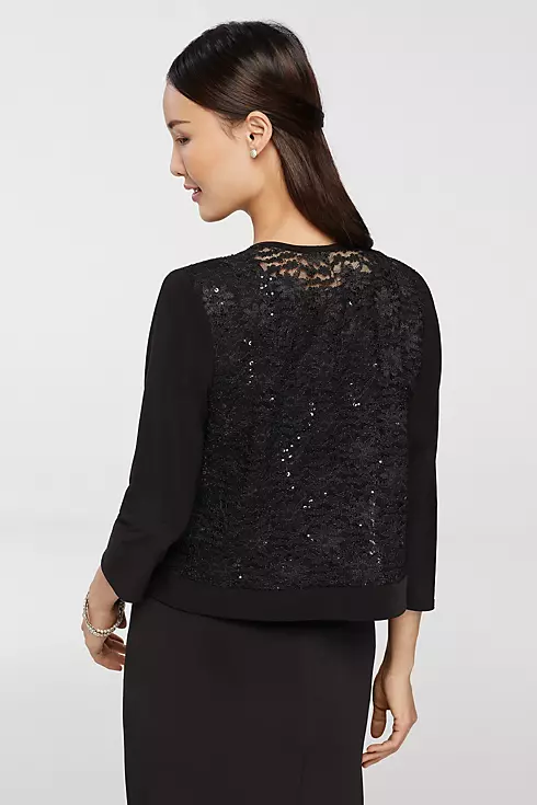 3/4 Sleeved Jersey Shrug with Lace Back Detail Image 2