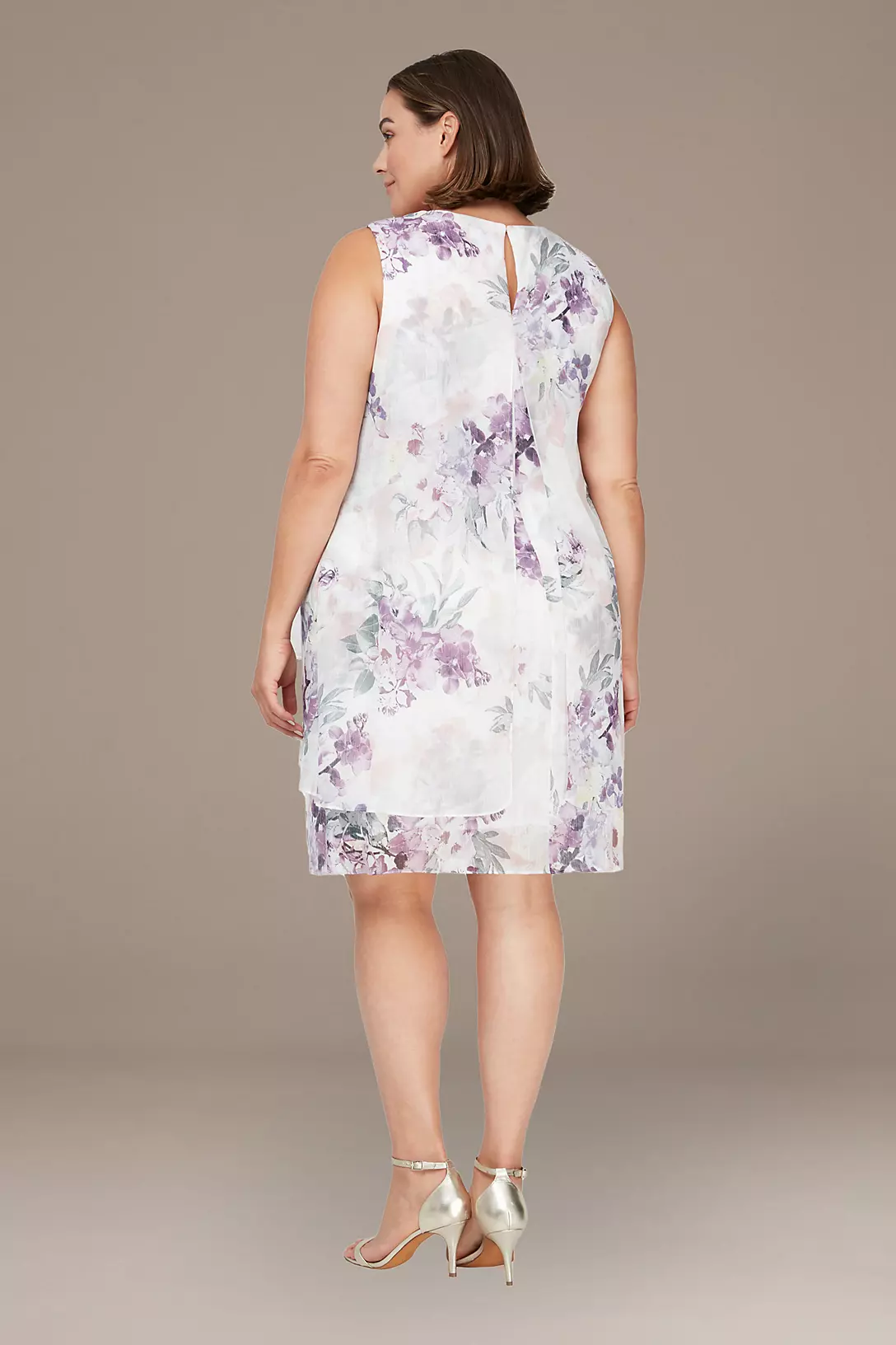 Plus Size Cutout Pearl Neck Tiered Chiffon Dress Image 2