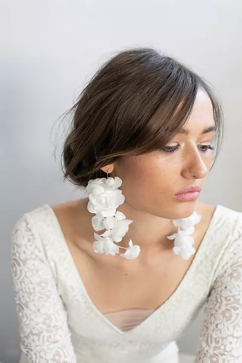 Cascading Silk Flower Earrings Image 3