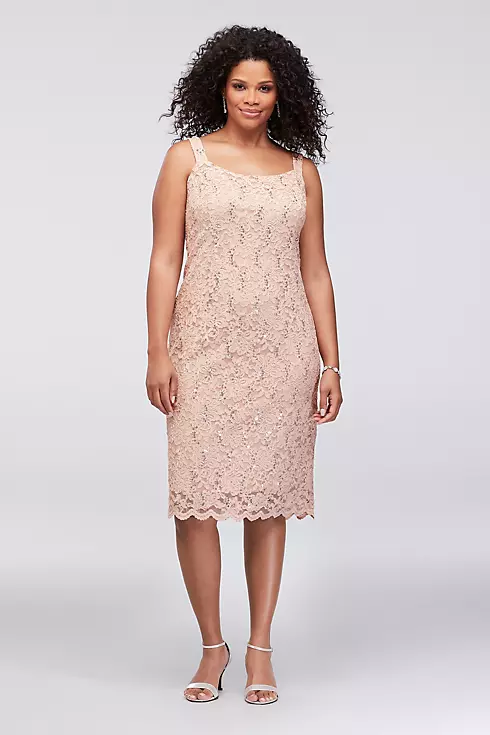 Shift Sequin Lace Dress with Matching Jacket Image 3