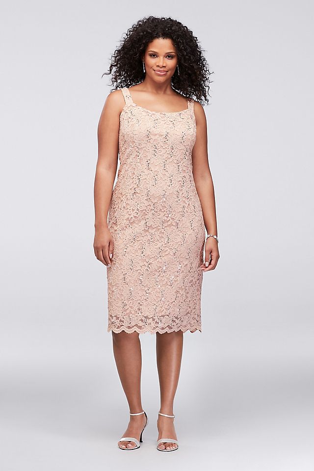 Shift Sequin Lace Dress with Matching Jacket Image 3