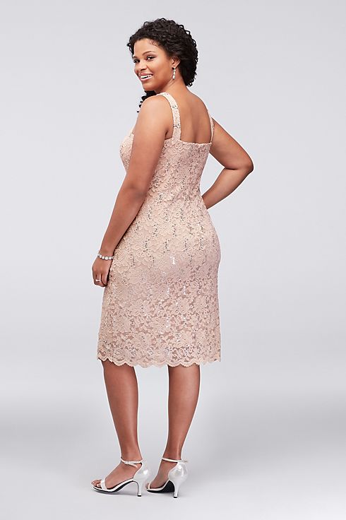 Shift Sequin Lace Dress with Matching Jacket Image 4