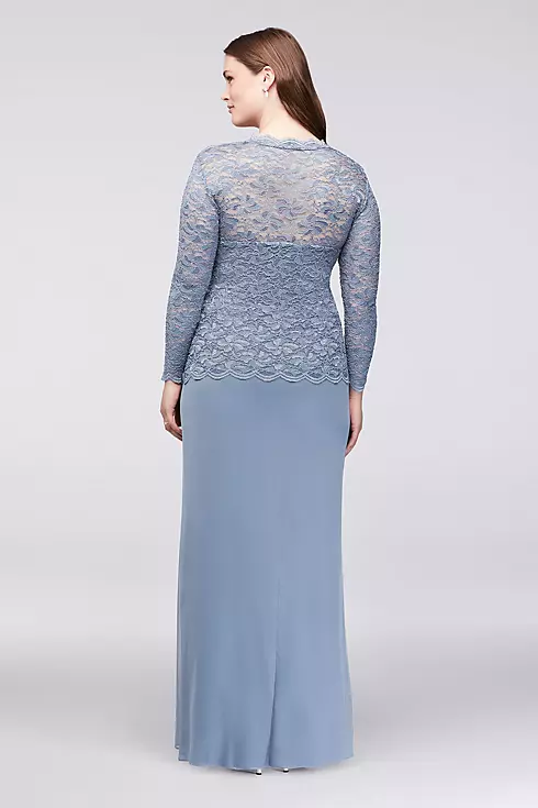 Long-Sleeve Lace and Chiffon Plus Size Dress Image 2
