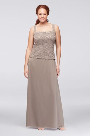 Sequin Lace and Chiffon Two Piece Plus Size Dress David Sequin Lace and Chiffon Two Piece Plus Size Dress David