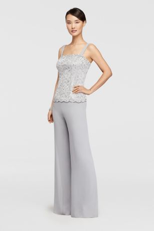 Silver Mother Bride Pant Suits