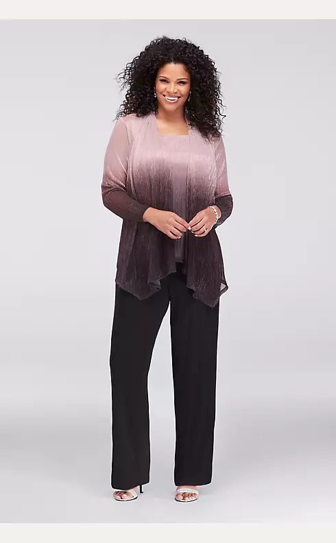 Crinkled Ombre Plus Size Three-Piece Pantsuit Image 1