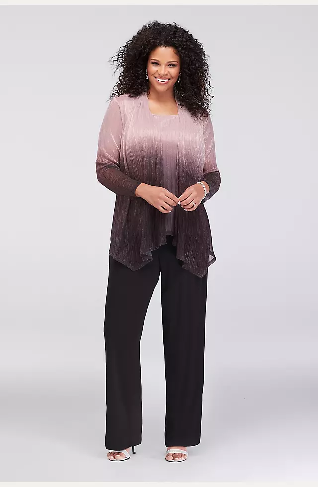 Crinkled Ombre Plus Size Three-Piece Pantsuit Image