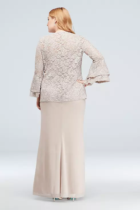 Bell Sleeve Glitter Lace Plus Size Jacket Dress  Image 2