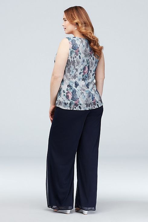 Crinkled Metallic Plus Size Pantsuit Image 4