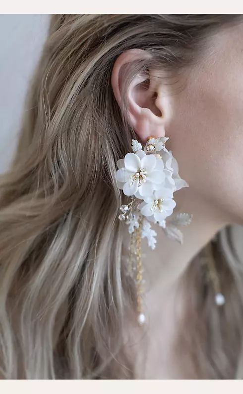 Handmade Silk and Clay Blossom Earrings Image 1