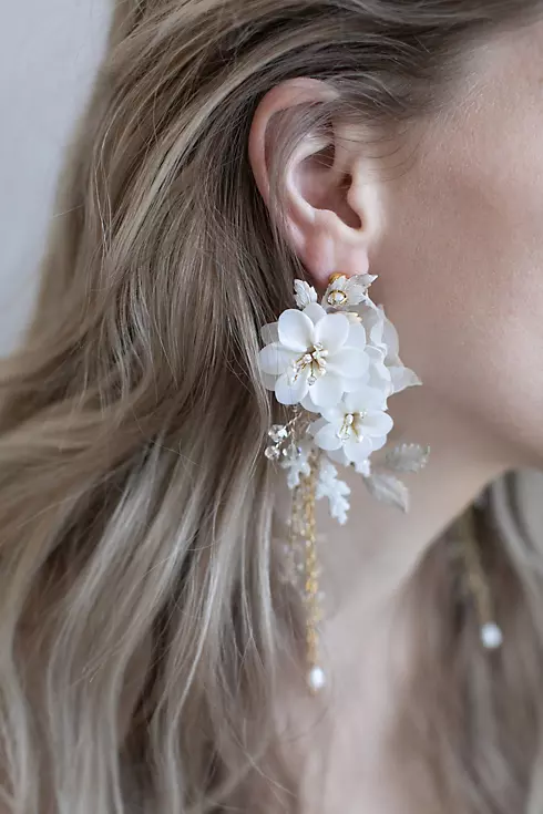 Handmade Silk and Clay Blossom Earrings Image 1
