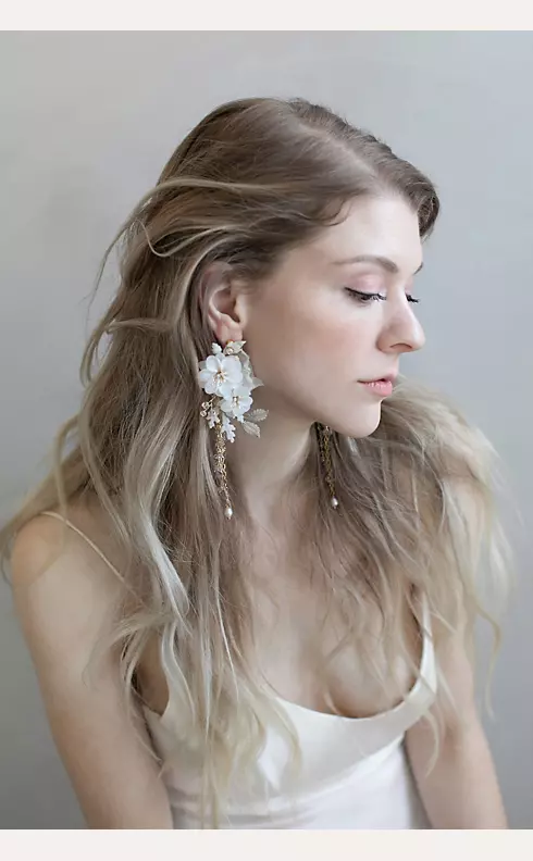 Handmade Silk and Clay Blossom Earrings Image 2