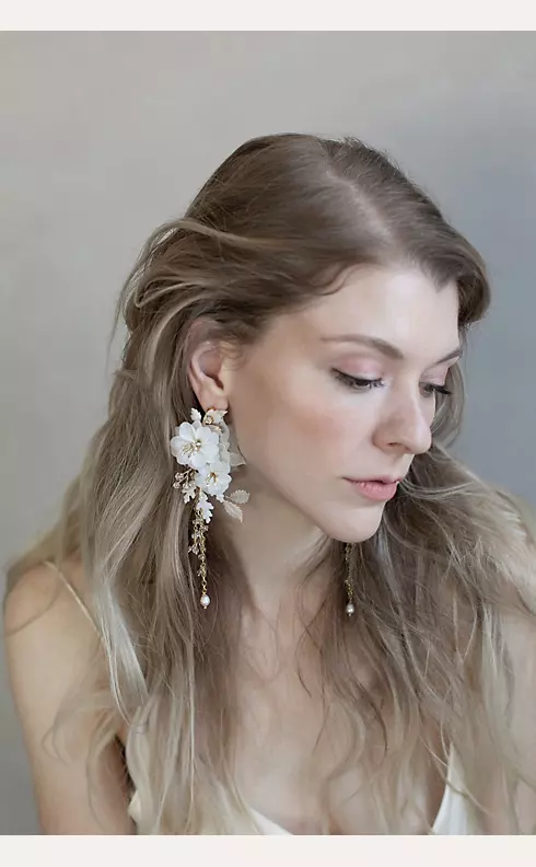 Handmade Silk and Clay Blossom Earrings Image 3