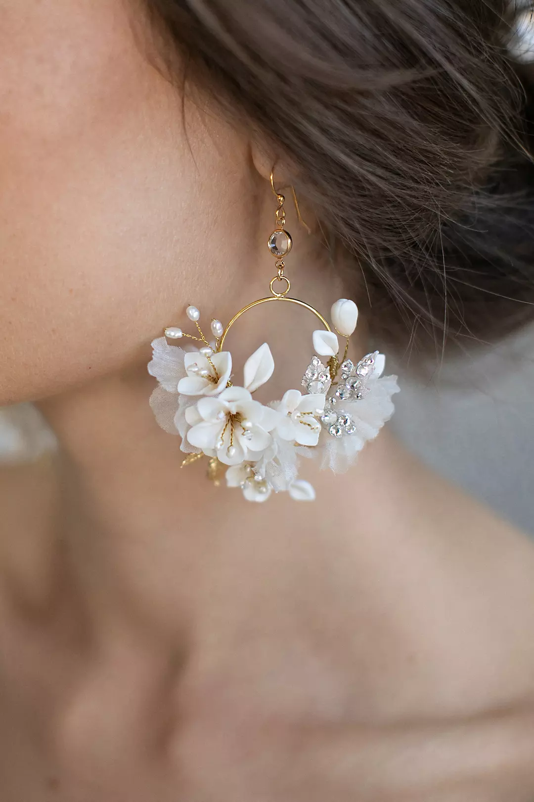 Silk Flower Hoop Earrings Image
