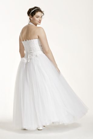 tulle halter beaded plus dress