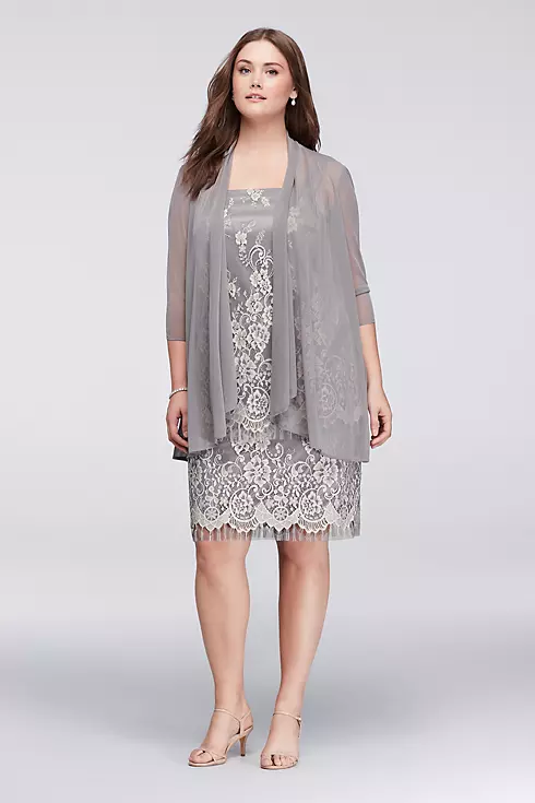 Tiered Lace Plus Size Dress with Sheer Jacket Image 1