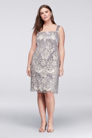 Tiered Lace Plus Size Dress with Sheer Jacket | David's Bridal