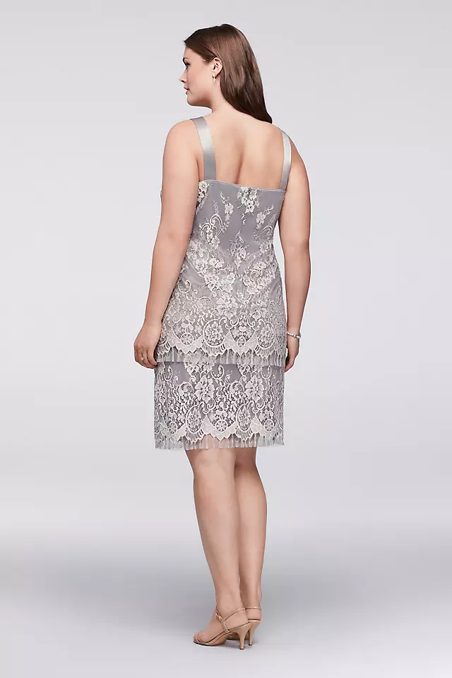 Tiered Lace Plus Size Dress with Sheer Jacket Image 4