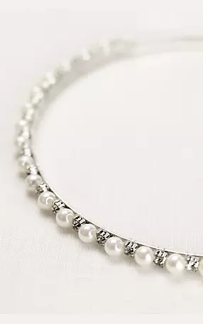 Thin Pearl and Crystal Headband Image 1