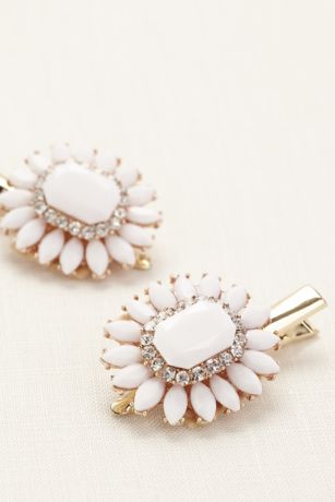 HAIR CLIP/TWO TONE　アイボリー Anna Two-Tone Striped Beaded 2 Pack Hair Clips Poppy – INK+