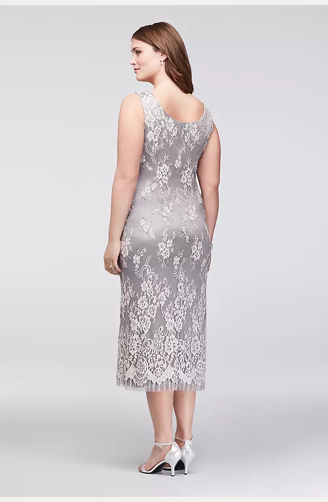 Lace Plus Size Midi Dress with Chiffon Jacket Image 4