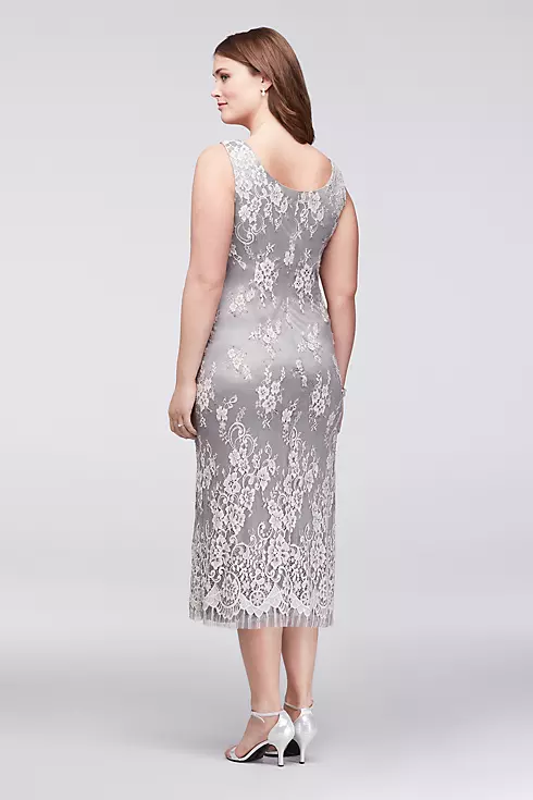 Lace Plus Size Midi Dress with Chiffon Jacket Image 4