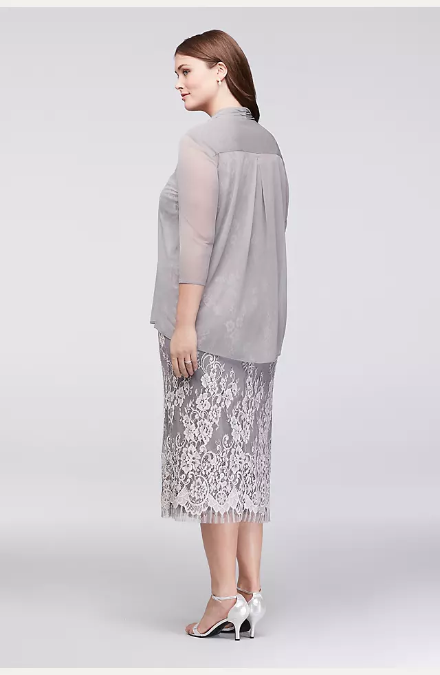 Lace Plus Size Midi Dress with Chiffon Jacket Image 2