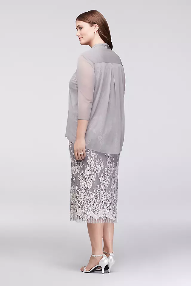 Lace Plus Size Midi Dress with Chiffon Jacket Image 2