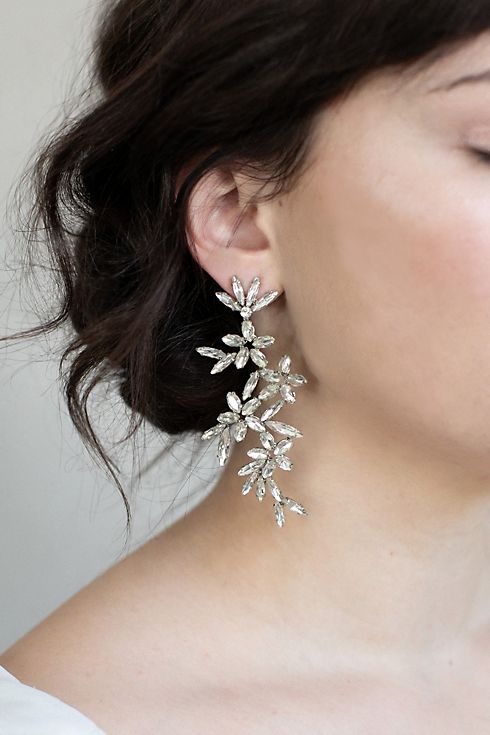 Cascading Crystal Flower Drop Earrings Image 4