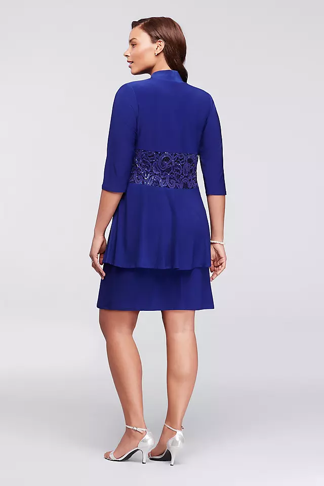 3/4 Sleeve Jacket Dress with Lace Waist Image 2