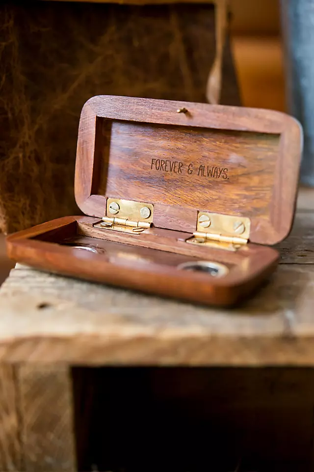 Rustic Vintage-Inspired Wooden Monogram Ring Box Image 3