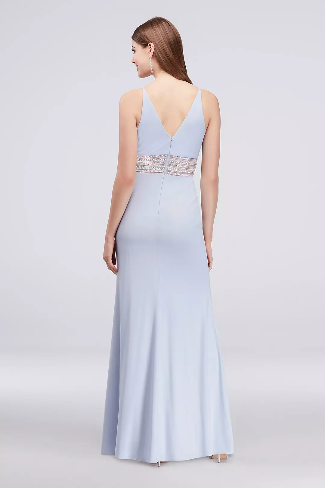 Jersey A-Line Gown with Beaded Waist and V-Back Image 2
