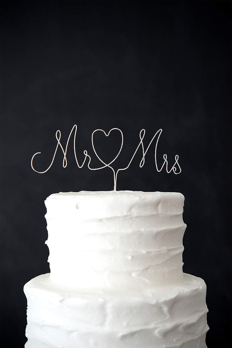 Mr & Mrs Wedding Cake Topper inside double Love Heart Rustic Wooden cake decor