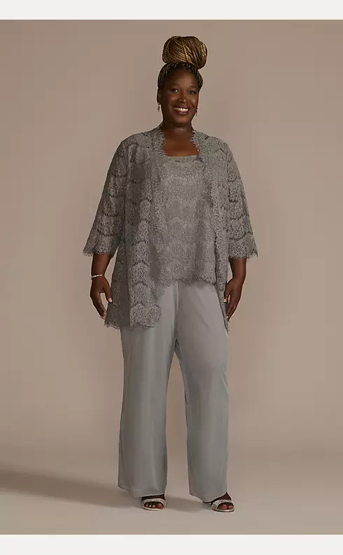 Sequin Lace Three-Quarter Sleeve Chiffon Pantsuit Image 1