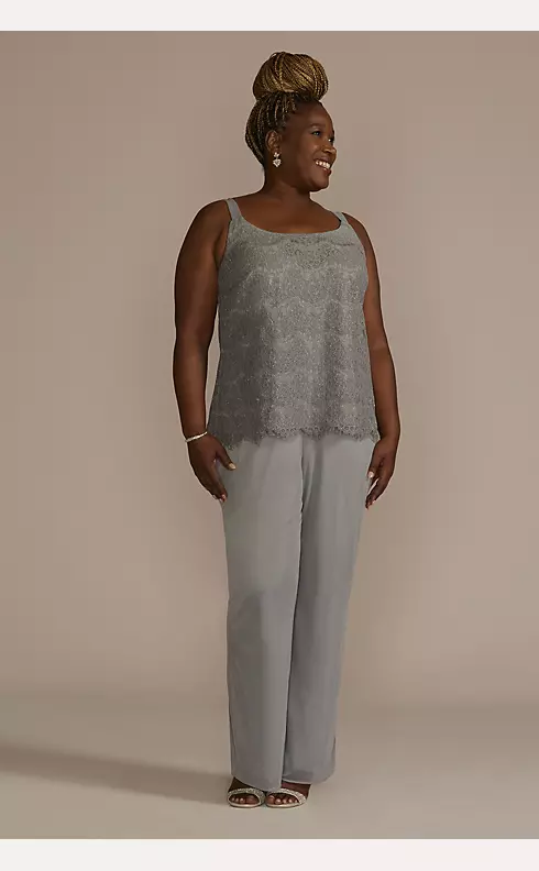 Sequin Lace Three-Quarter Sleeve Chiffon Pantsuit Image 4