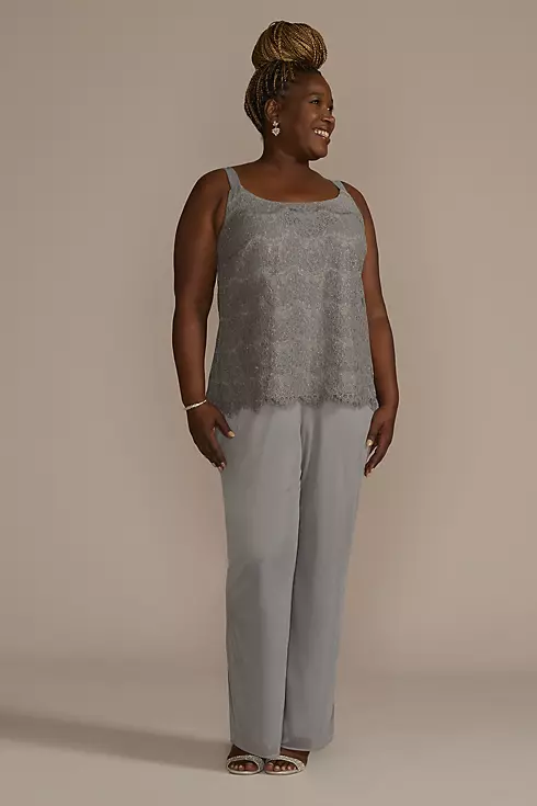 Sequin Lace Three-Quarter Sleeve Chiffon Pantsuit Image 4