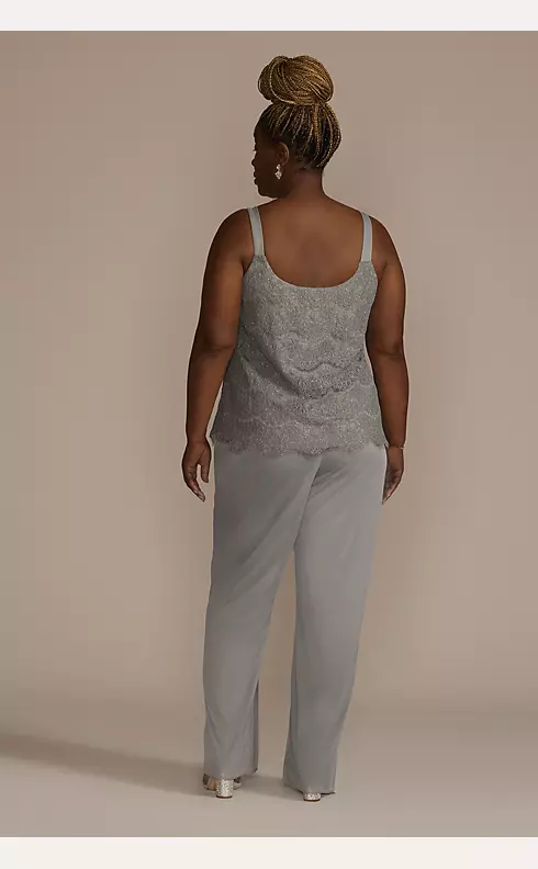 Sequin Lace Three-Quarter Sleeve Chiffon Pantsuit Image 5