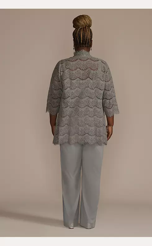 Sequin Lace Three-Quarter Sleeve Chiffon Pantsuit Image 2